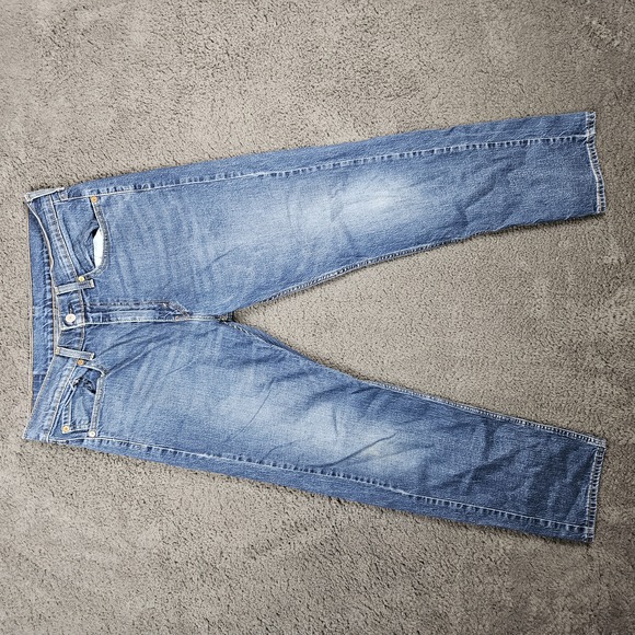 Levis‎ 505 Jeans Mens 34x32 Blue Regular Fit Faded Wash Classic Workwear - Picture 1 of 8